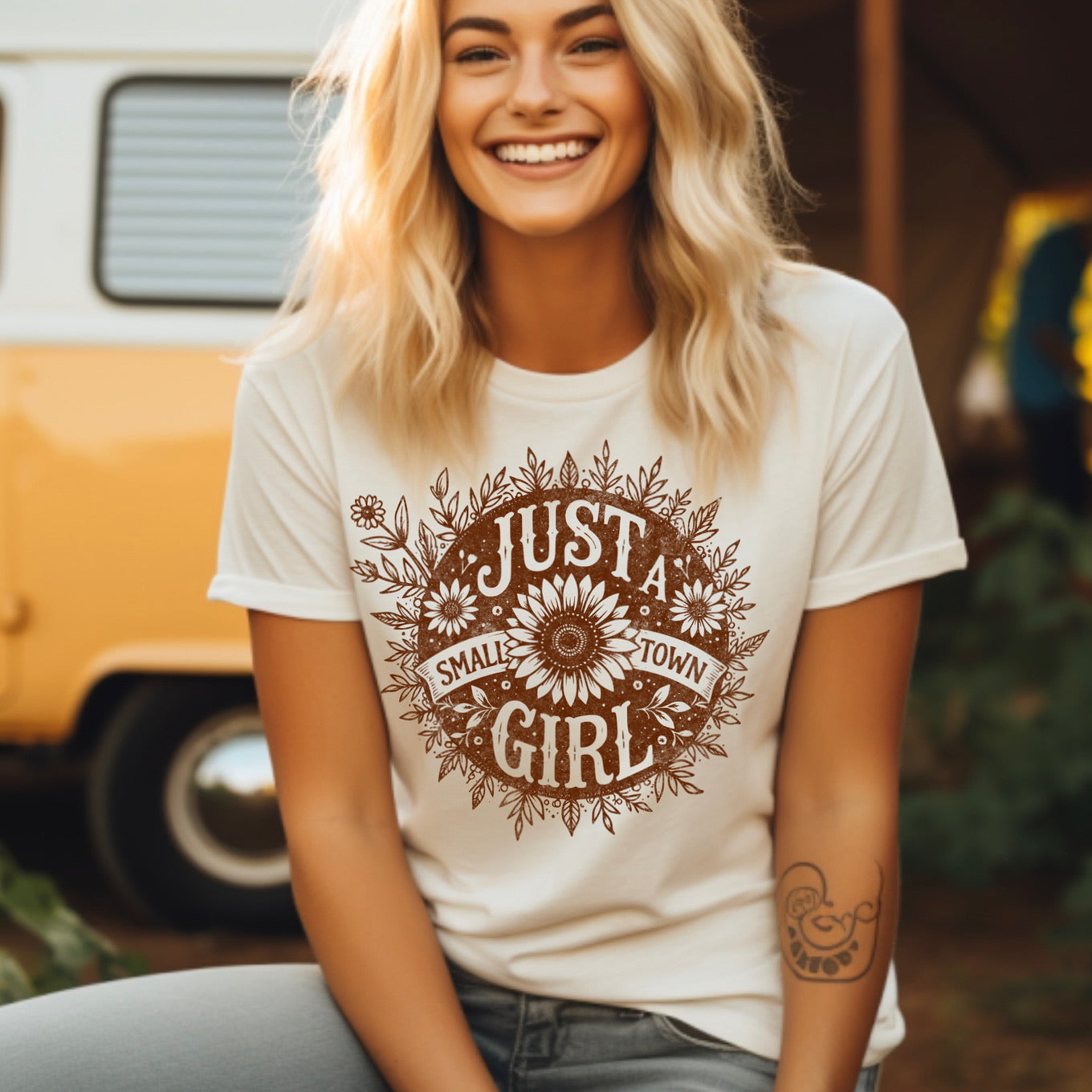 JUST A SMALL TOWN GIRL screen print transfer