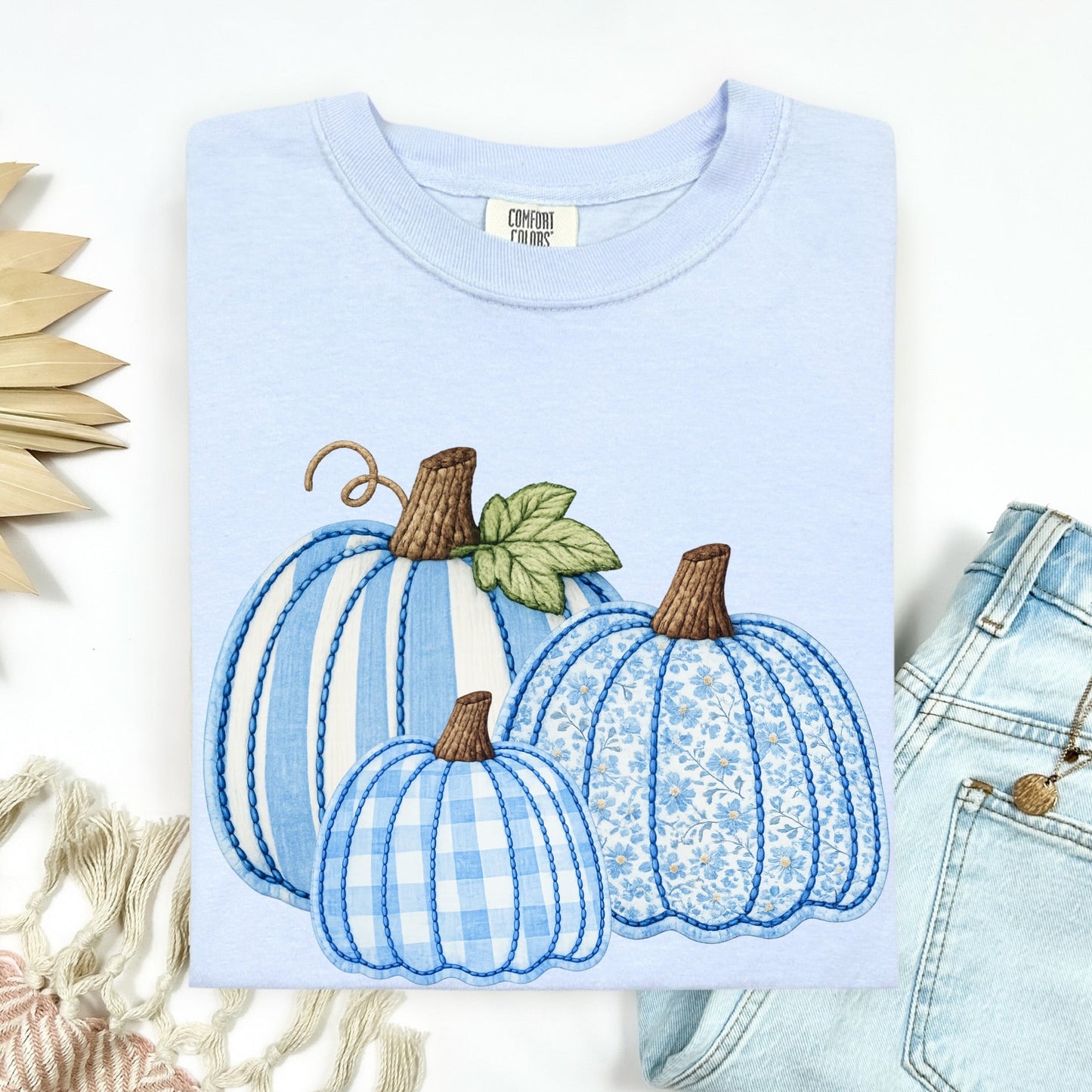 blue pumpkin faux applique clear film screen print