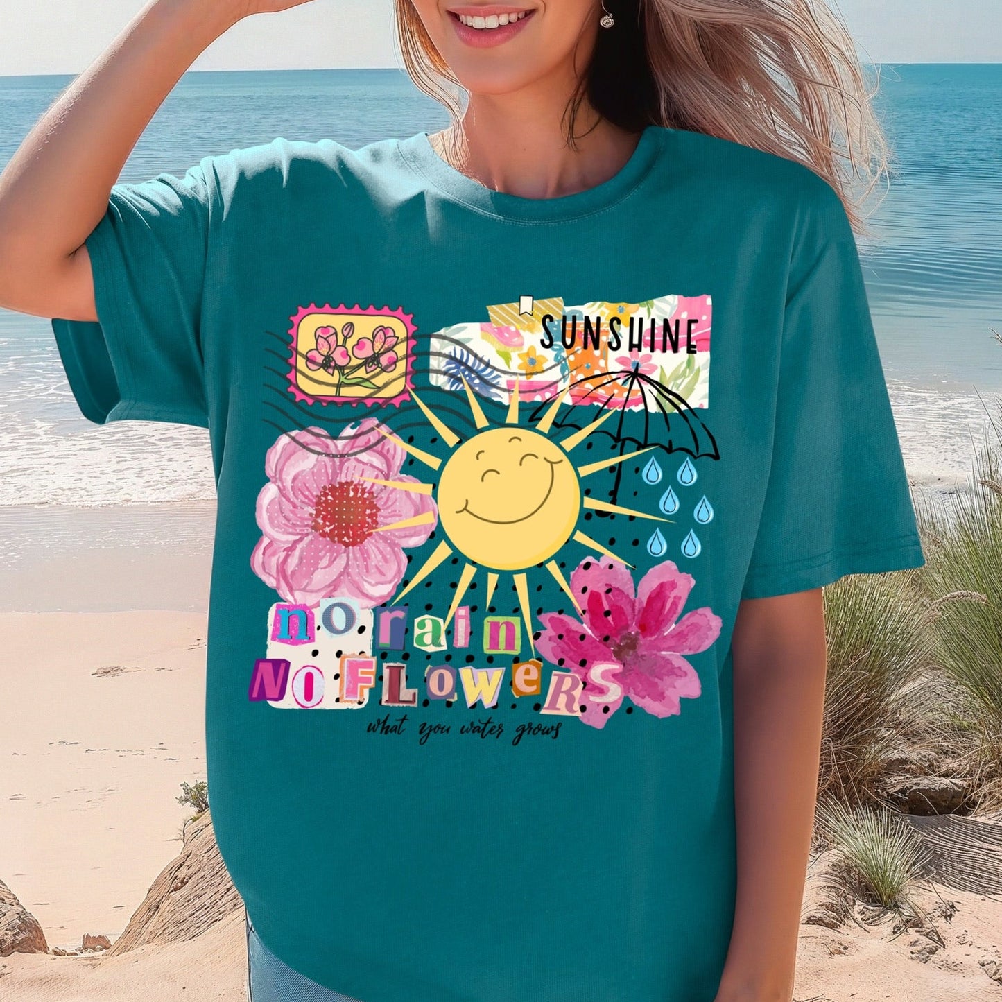 retro sunshine collage clear film screen print