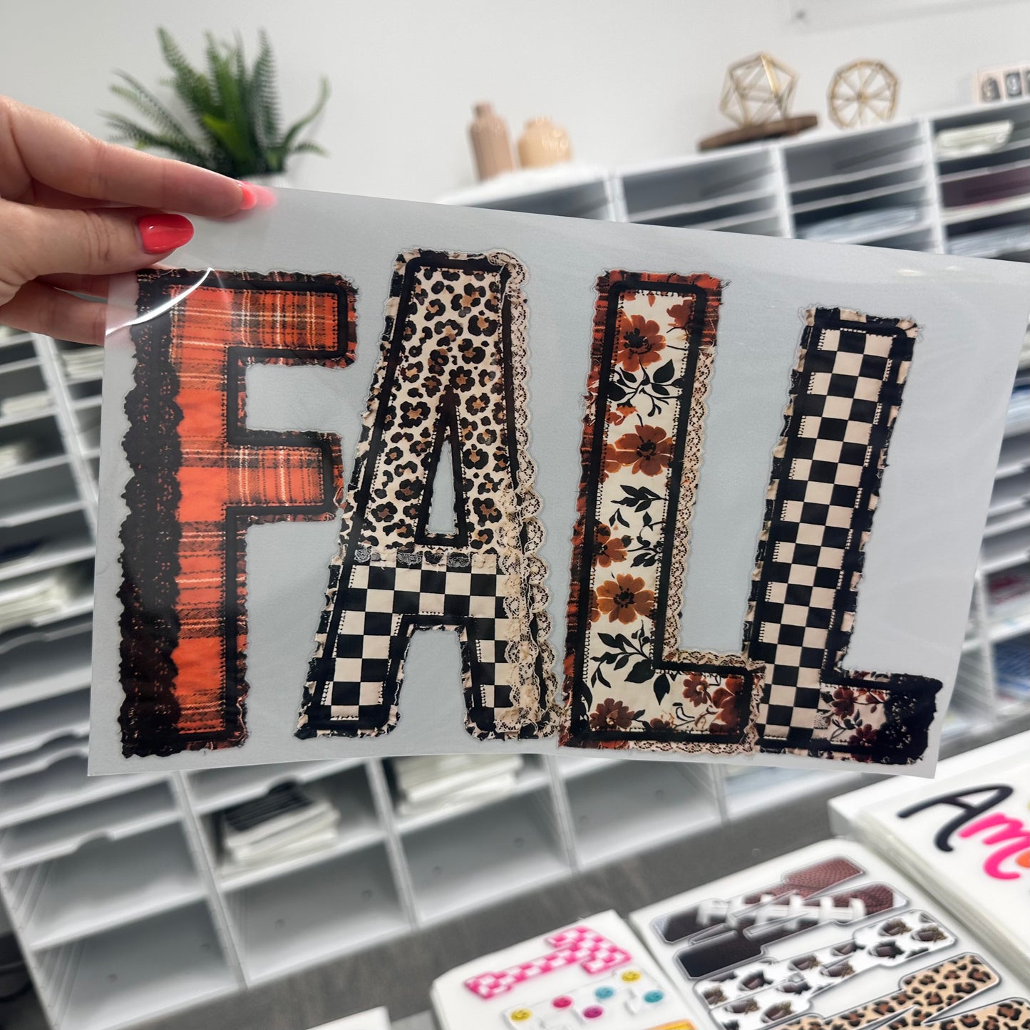 patchwork fall clear film screen print