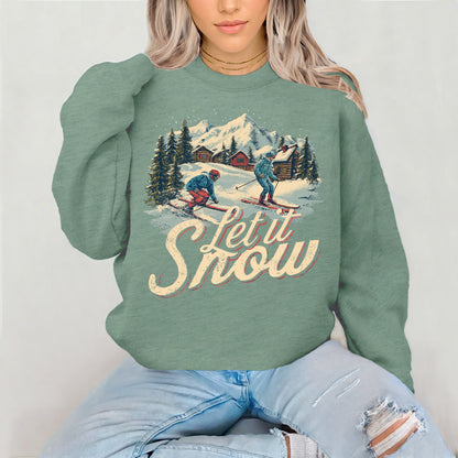 Skiing Let it snow clear film screen print