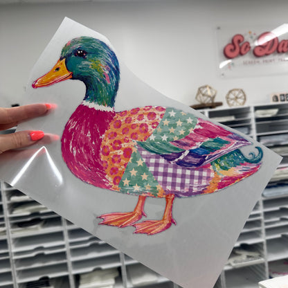 watercolor mallard duck clear film screen print