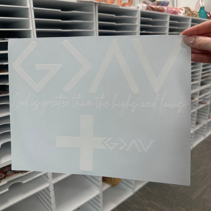 God is greater + sleeve screen print transfer•