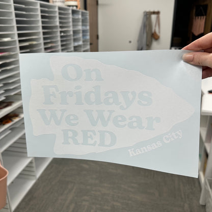on Fridays we wear Red screen print transfer•
