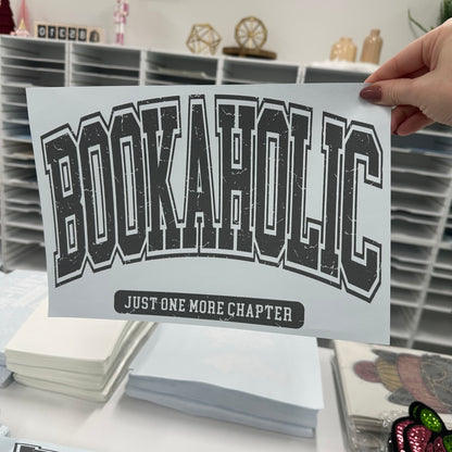 Bookaholic screen print transfer