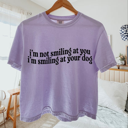 smiling at your dog screen print transfer