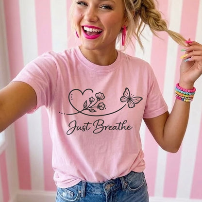 just breathe screen print transfer•