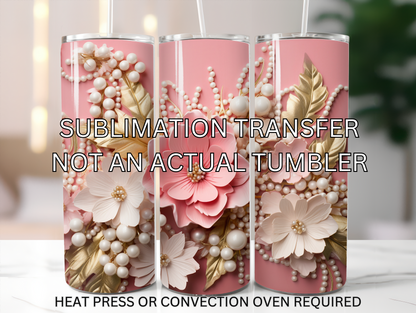 Pink and gold floral sublimation transfer