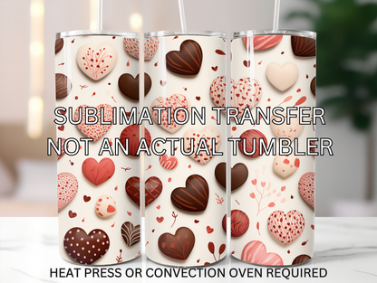 Chocolate hearts sublimation transfer