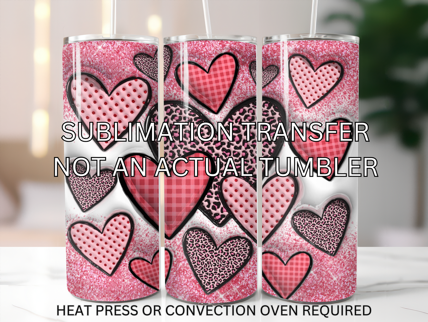 Puffy Hearts sublimation transfer