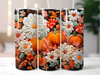 Autumn floral pumpkins faux embroidery tumbler sublimation transfer