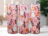 Pink ghost faux embroidery tumbler sublimation transfer