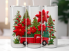 Christmas truck faux embroidery tumbler sublimation transfer