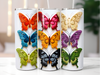 Butterflies faux embroidery tumbler sublimation transfer