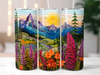 mountain scene faux embroidery tumbler sublimation transfer