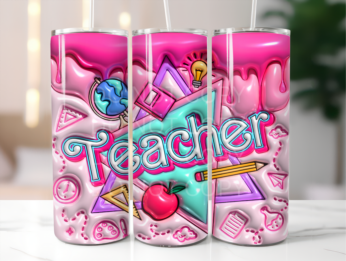 Teacher puffy tumbler sublimation transfer – So Darling Screen Prints