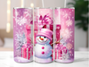 pink snowman tumbler sublimation transfer