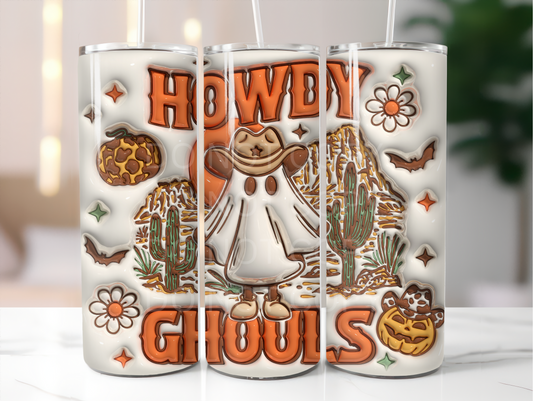 Howdy Ghouls tumbler sublimation transfer