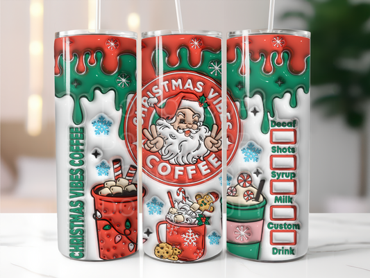 Christmas vibes coffee tumbler sublimation transfer