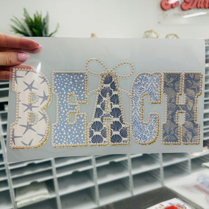 blue coquette beach clear film screen print