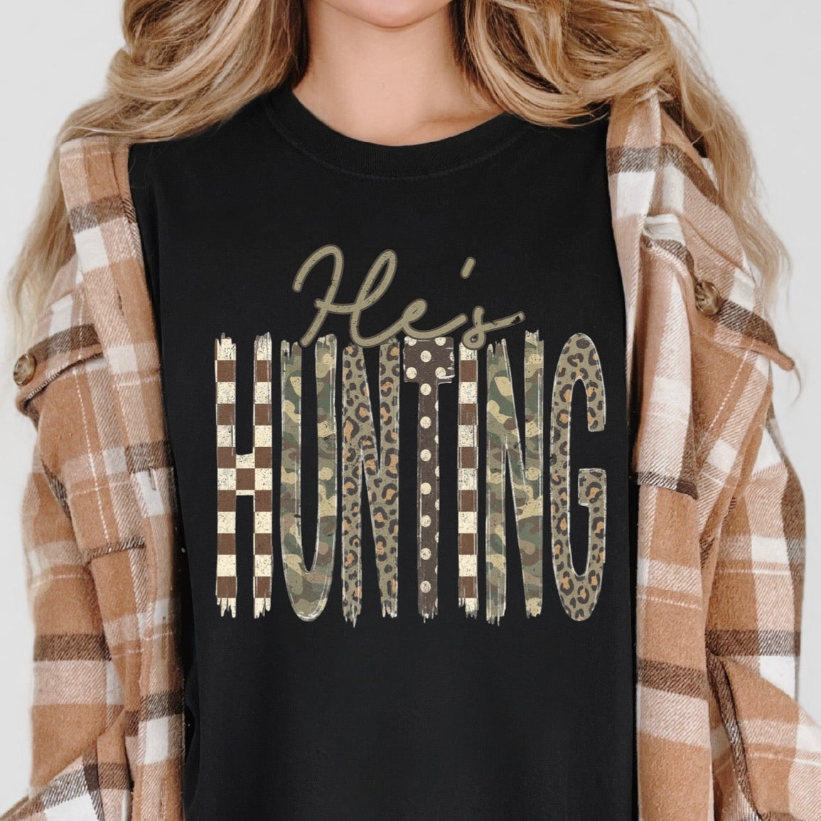He's Hunting clear film screen print
