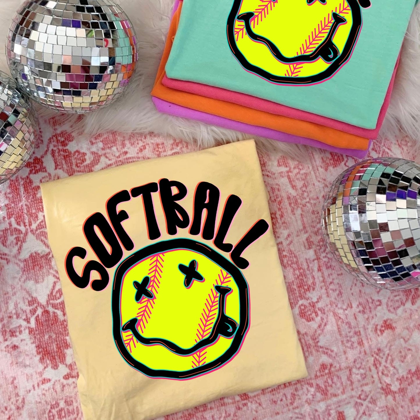 SOFTBALL smile clear film screen print