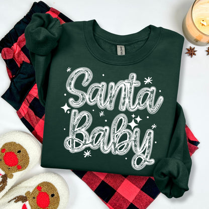 lace santa baby screen print transfer