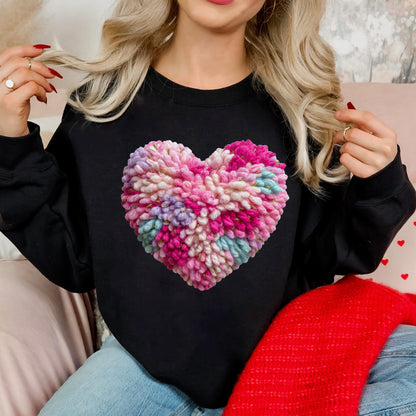 Faux yarn multi color heart clear film screen print