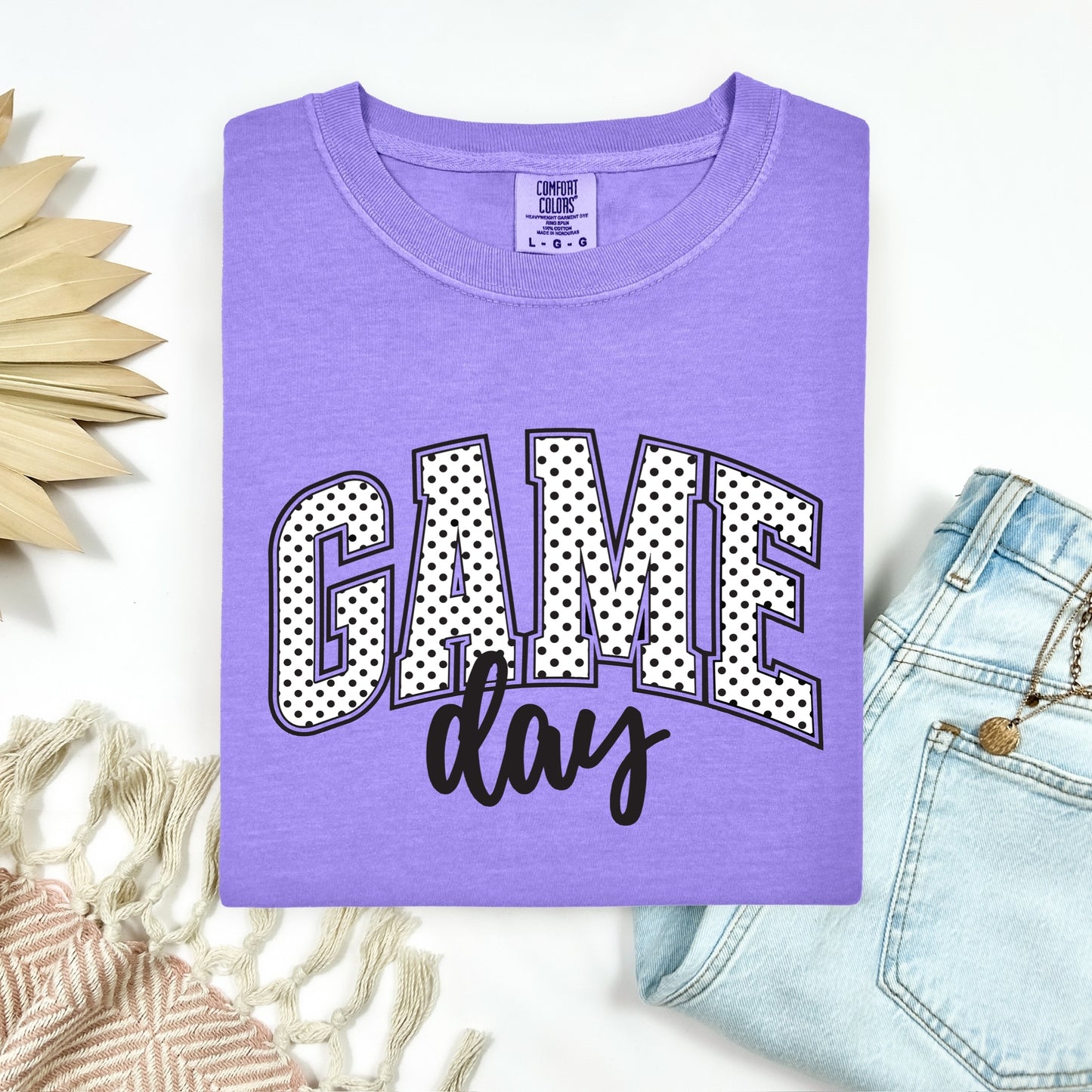 game day polka dot clear film screen print