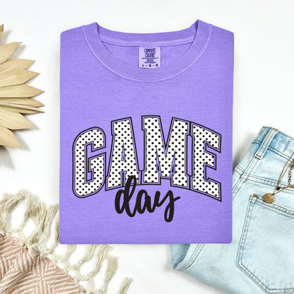 game day polka dot clear film screen print