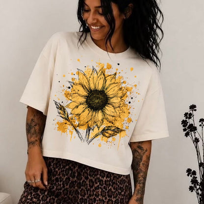 sunflower splatter clear film screen print
