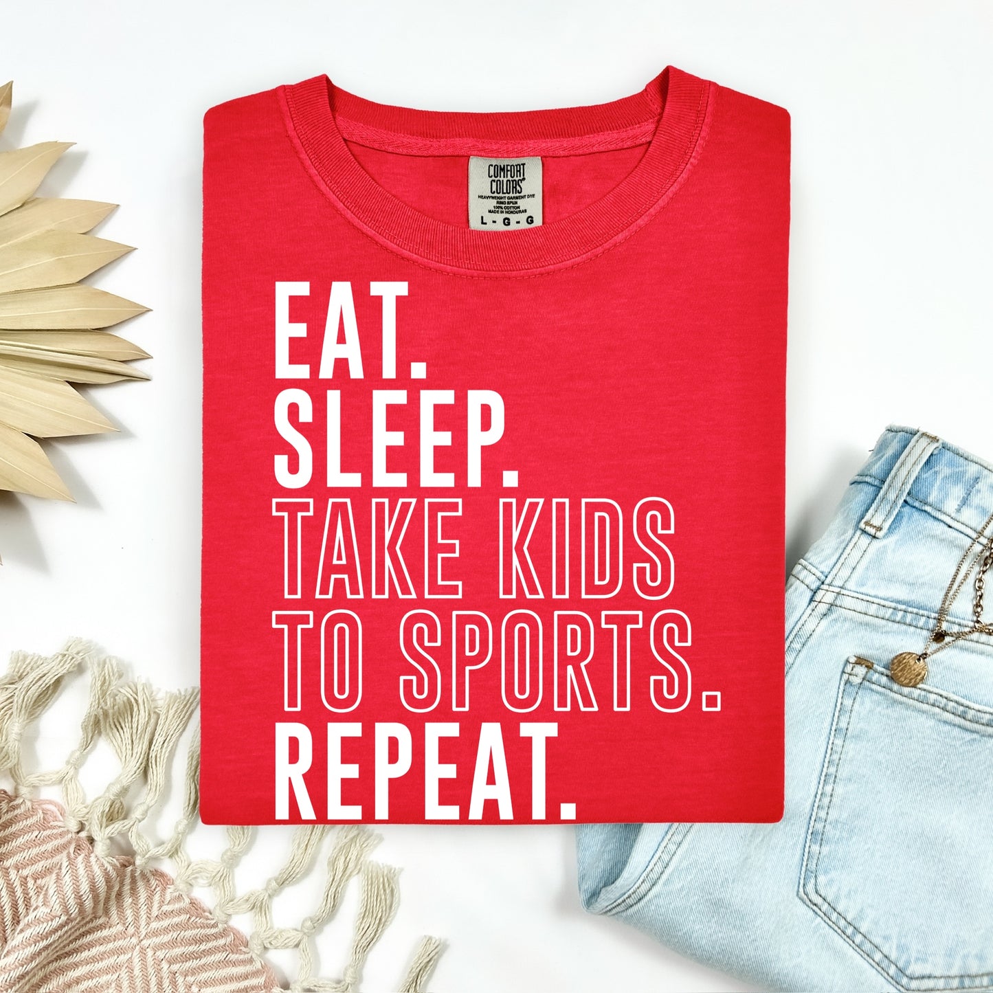 eat sleep take kids to sports screen print transfer•