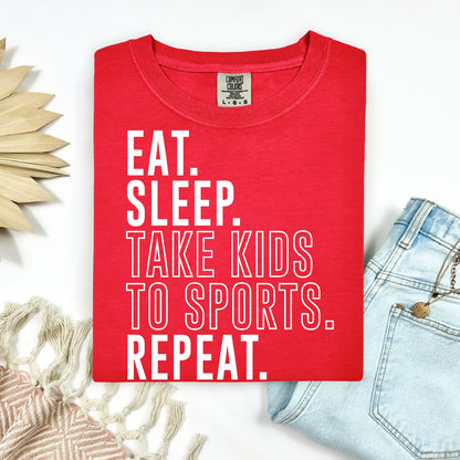 eat sleep take kids to sports screen print transfer•