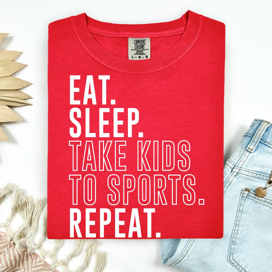 eat sleep take kids to sports screen print transfer•