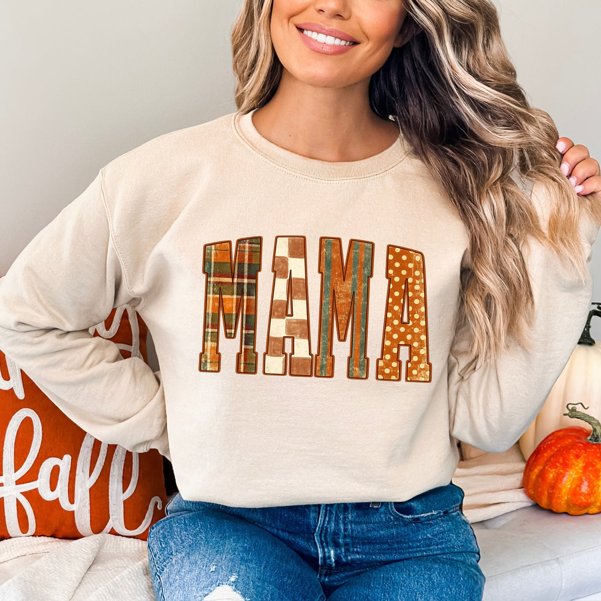 fall plaid MAMA clear film screen print