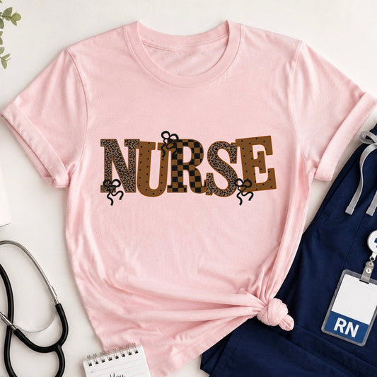 nurse mixed pattern clear film screen print