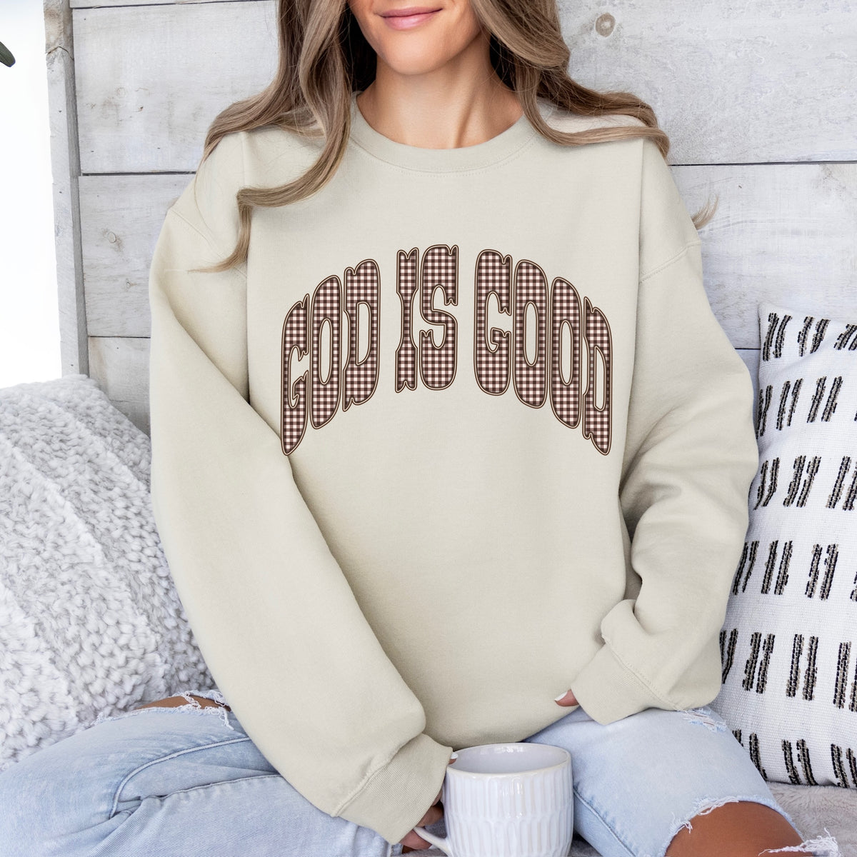 God is good gingham clear film screen print