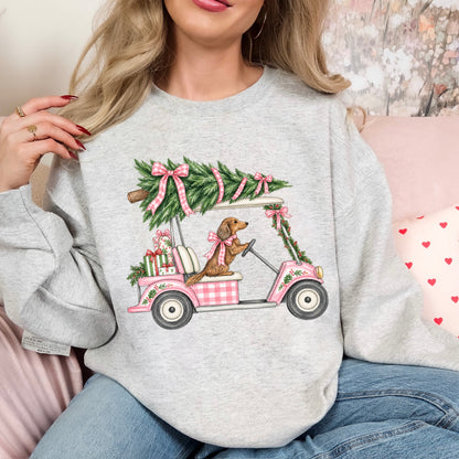 PRE-ORDER preppy christmas golf cart DTF 5-7 biz day tat