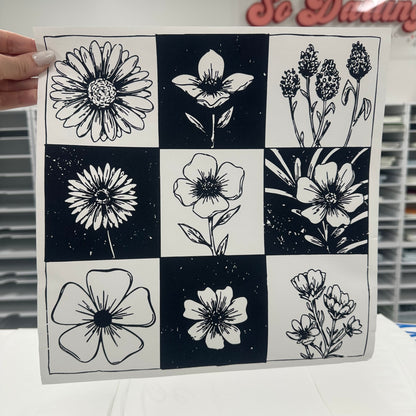 checkered florals screen print transfer•