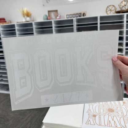 Thinking about books 24/7 screen print transfer