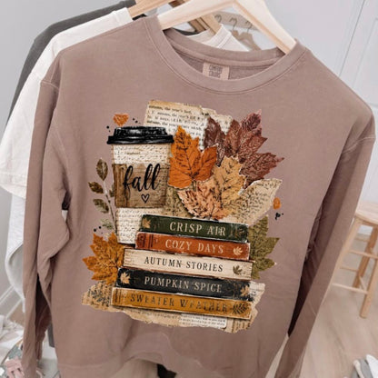 autumn books clear film screen print