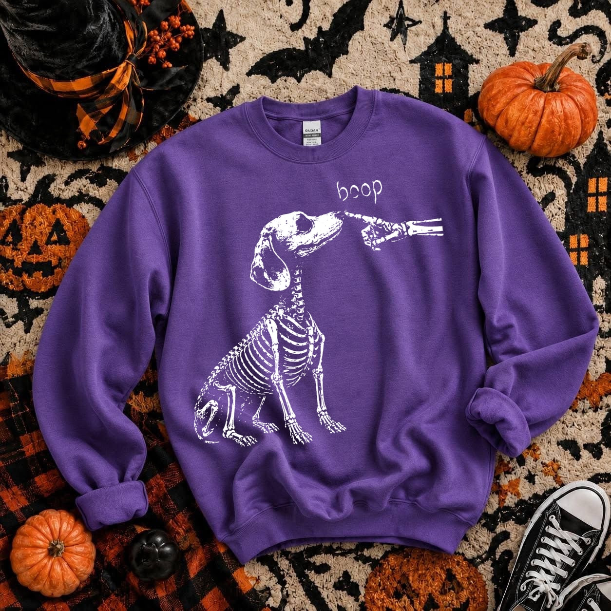 skeleton dog boop screen print transfer