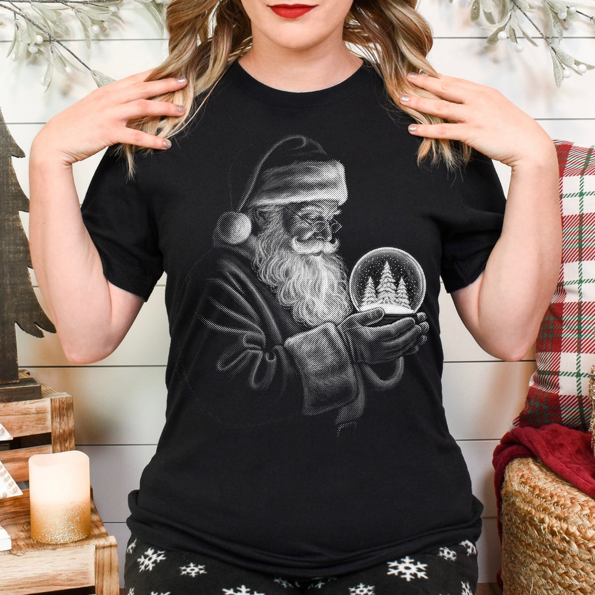 halftone santa screen print transfer