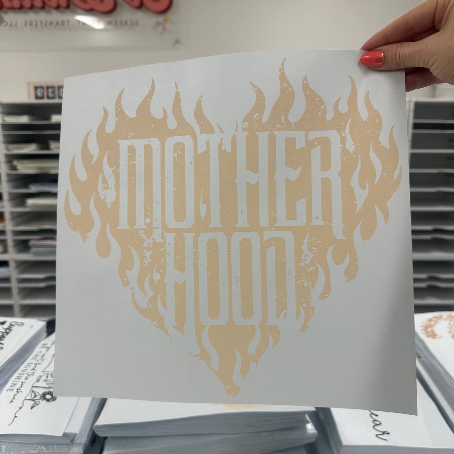 motherhood tattoo heart screen print transfer•