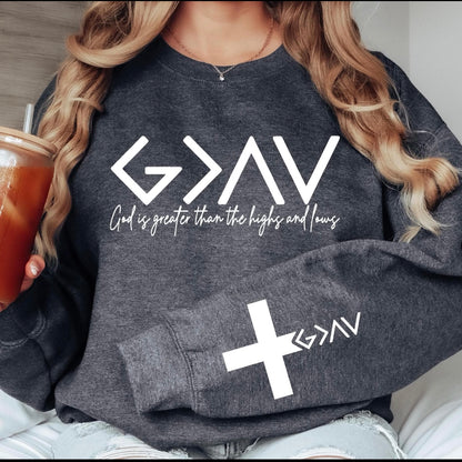 God is greater + sleeve screen print transfer•