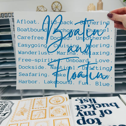 boatin' & floatin' screen print transfer •
