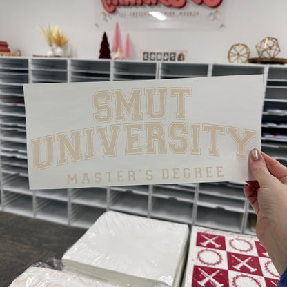 smut university screen print transfer