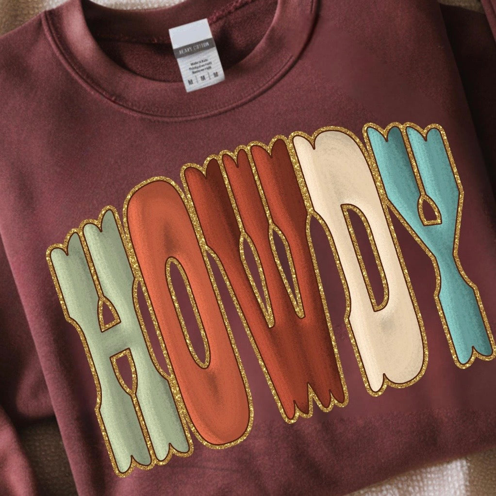 Howdy multi color clear film screen print