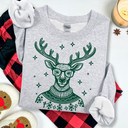 hipster reindeer screen print transfer