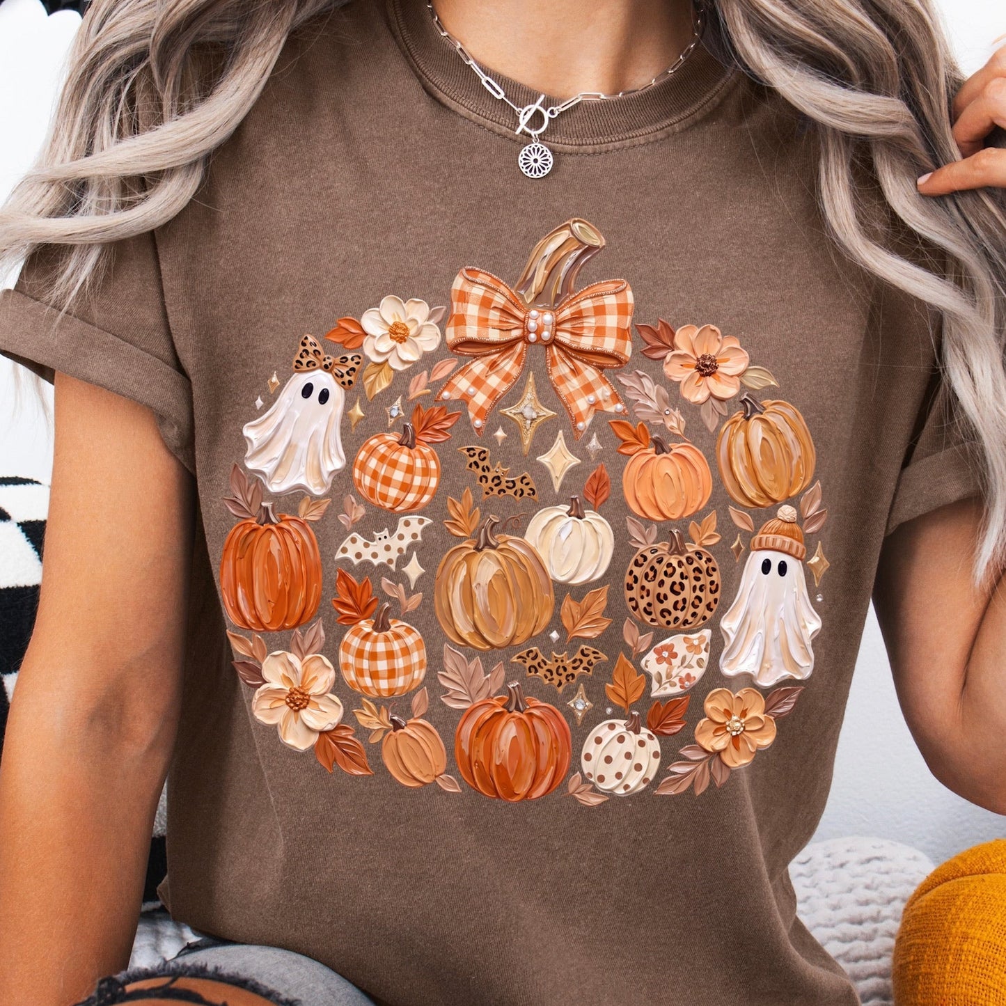 hand painted fall pumpkin clear film screen print